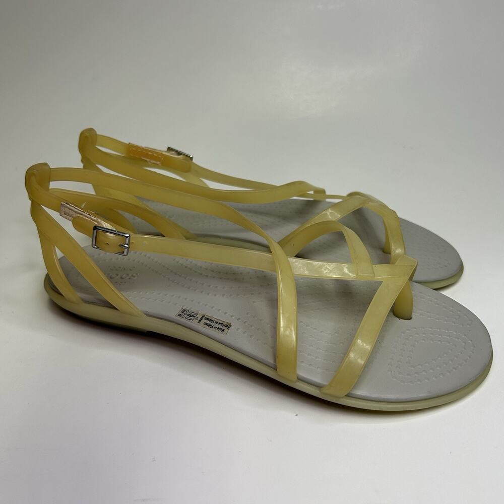 Crocs Isabella Gladiator Beige Jelly Slip On Casual Comfort Strappy Women's Sz 5